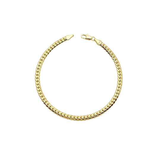 Gold chain bracelet on a white background