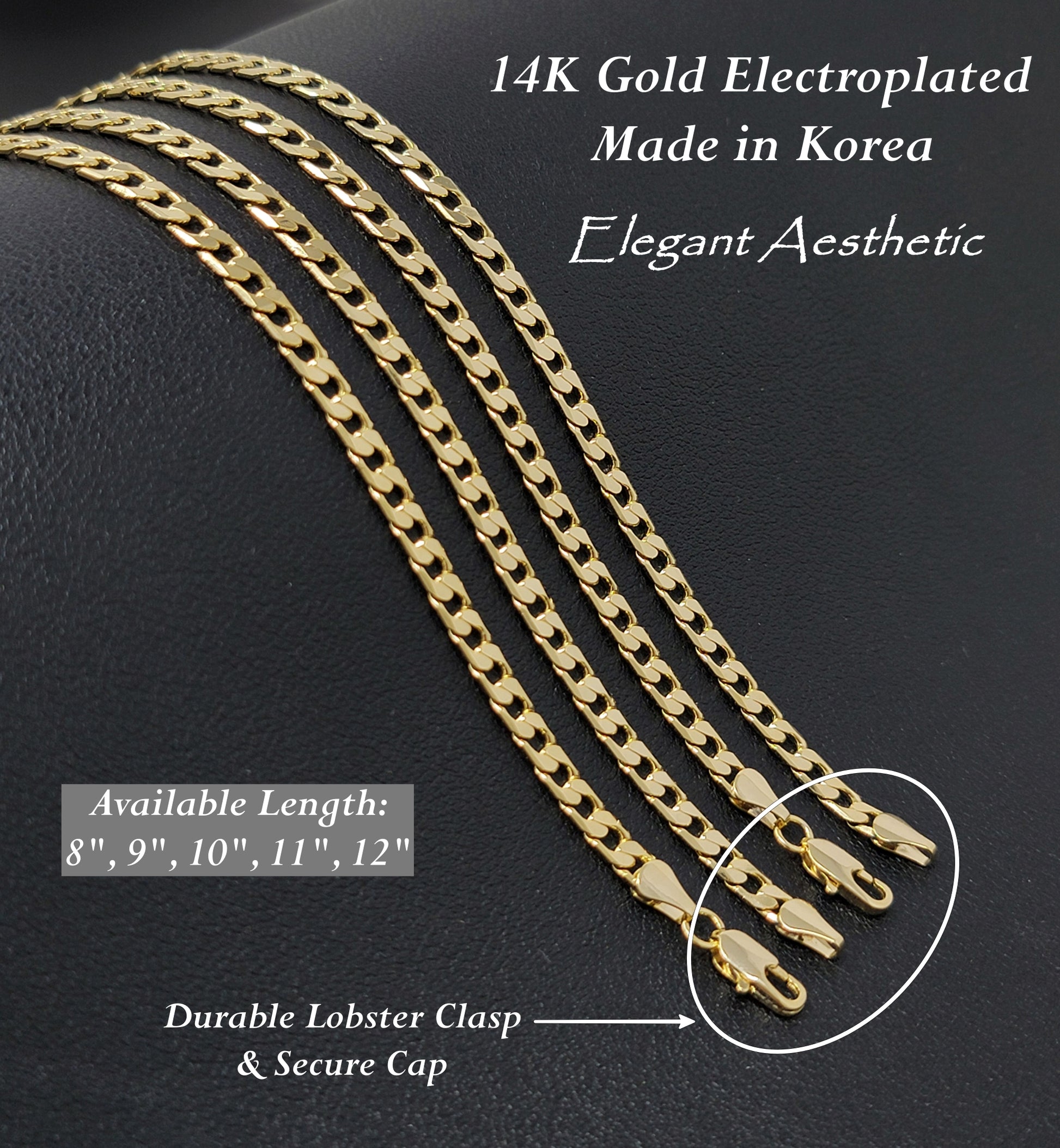 Gold chain Anklet with lobster clasp on a dark background