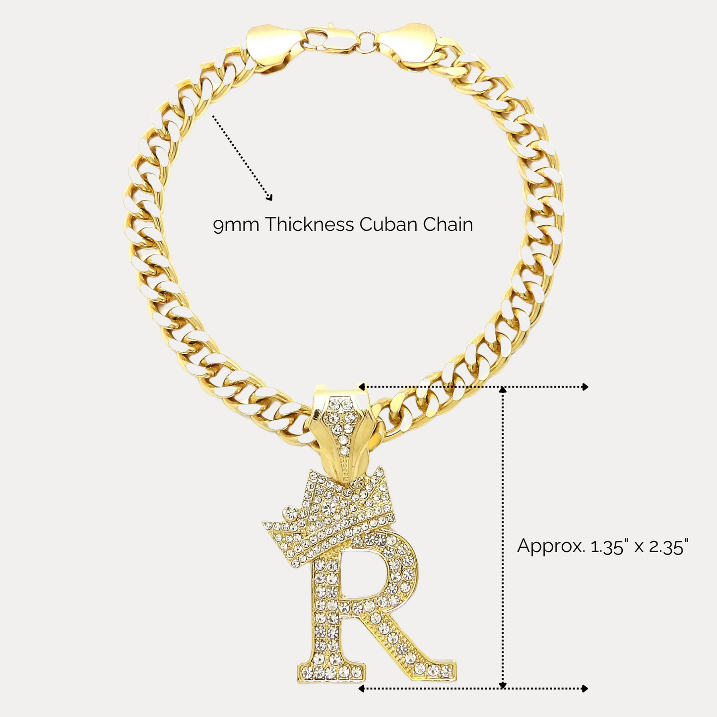 Initial-Dog-Chain-Necklace-Size