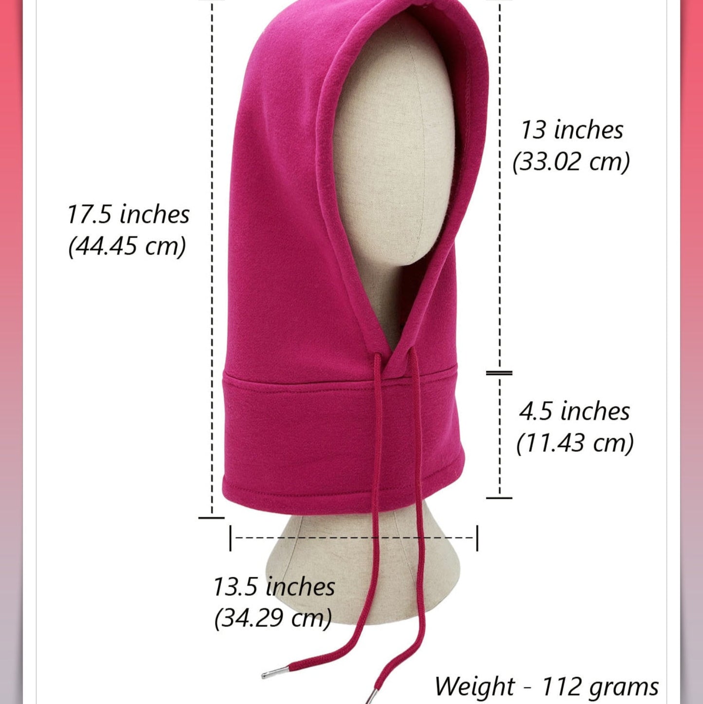 Snood hat size detail