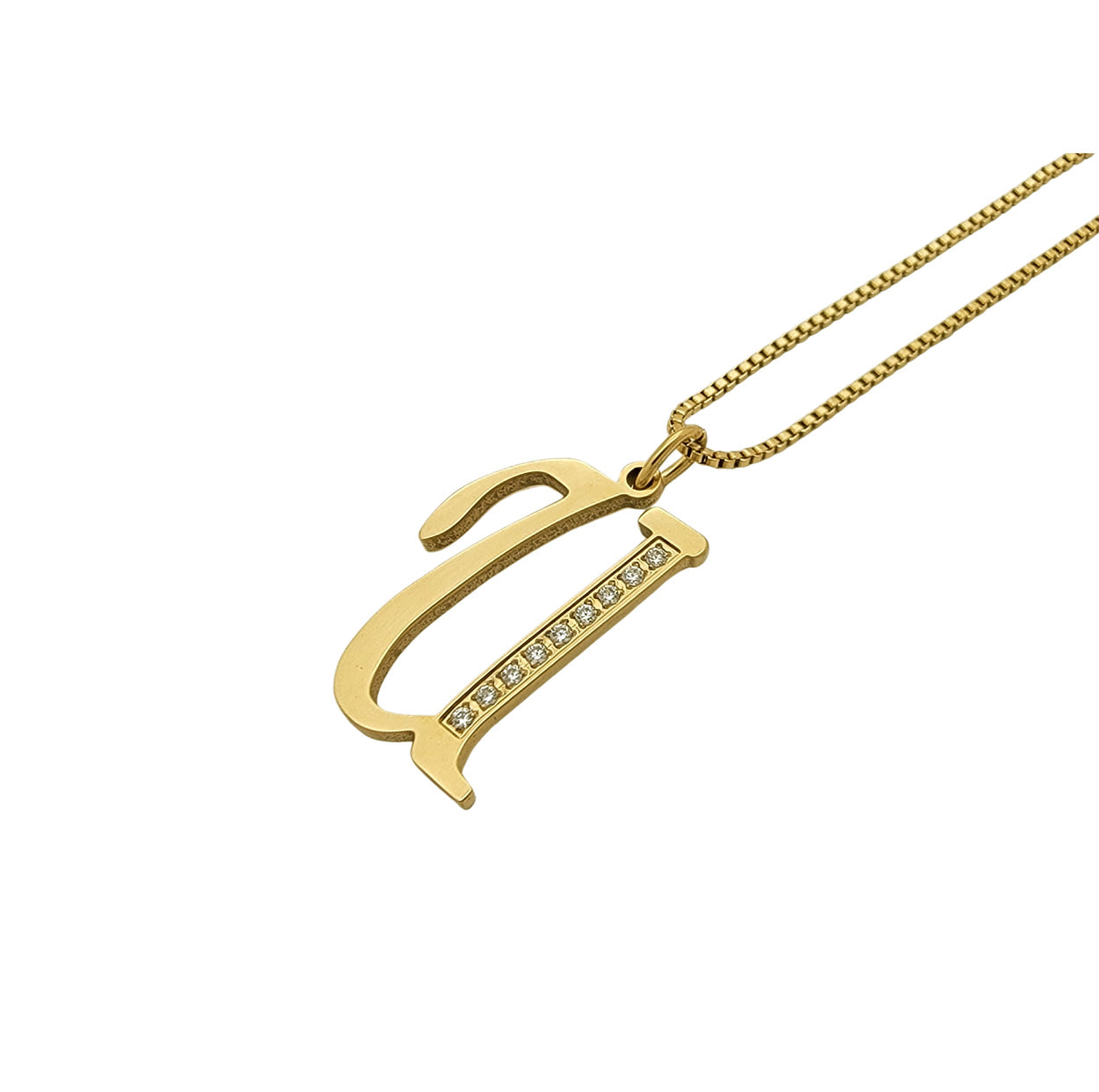 Stainless Steel Initial Necklace – Letter U with Cubic Zirconia