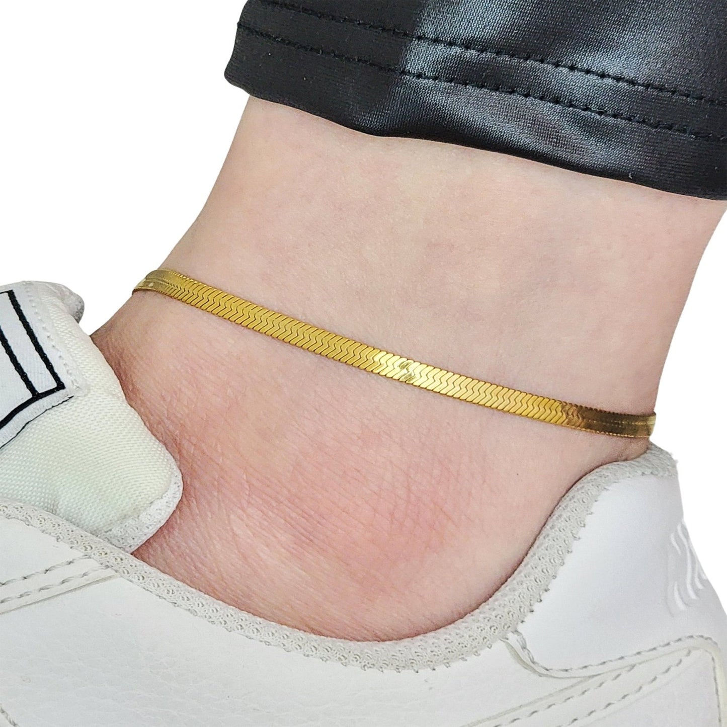 STAINLESS-STEEL-HERRINGBONE-ANKLET-GOLD