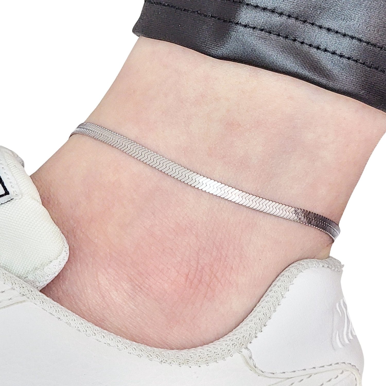 STAINLESS-STEEL-HERRINGBONE-ANKLET-SILVER