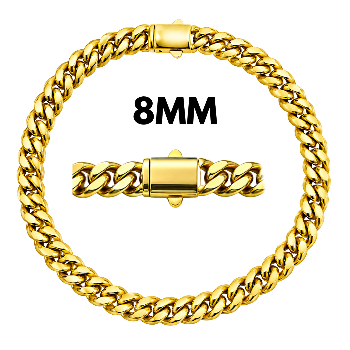 Stainless Steel | Plain Monaco Lock 8mm Cuban Chain Anklet