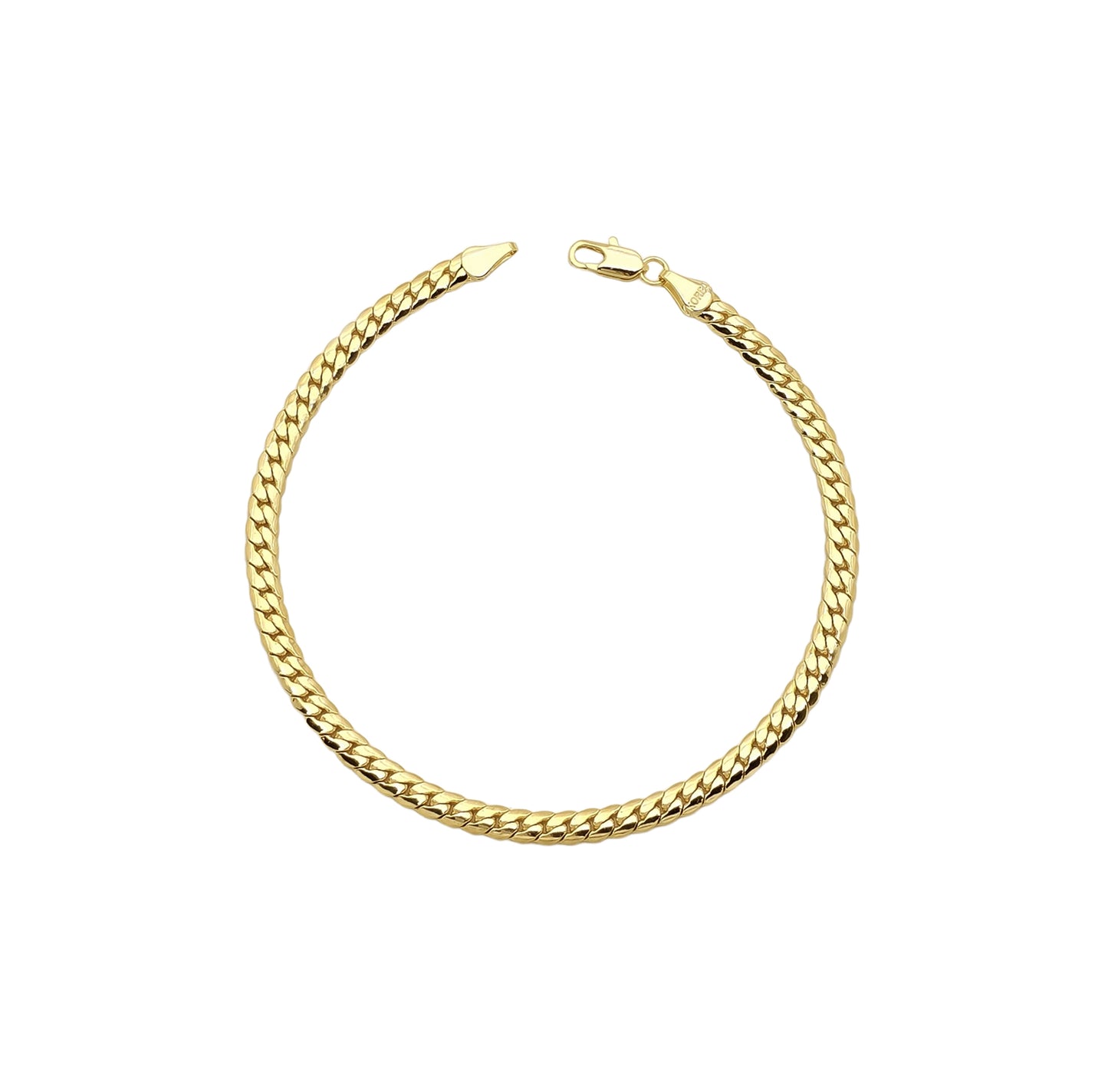 Gold chain bracelet on a white background