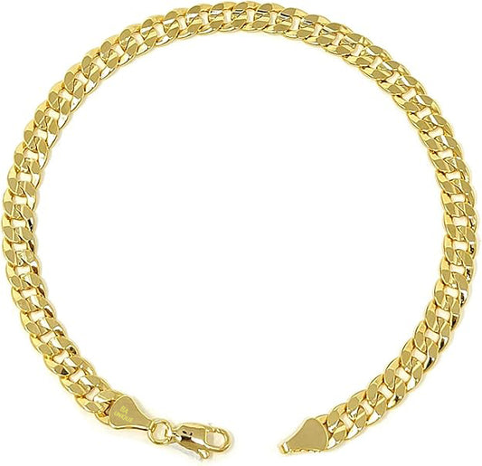 Gold chain bracelet on a white background
