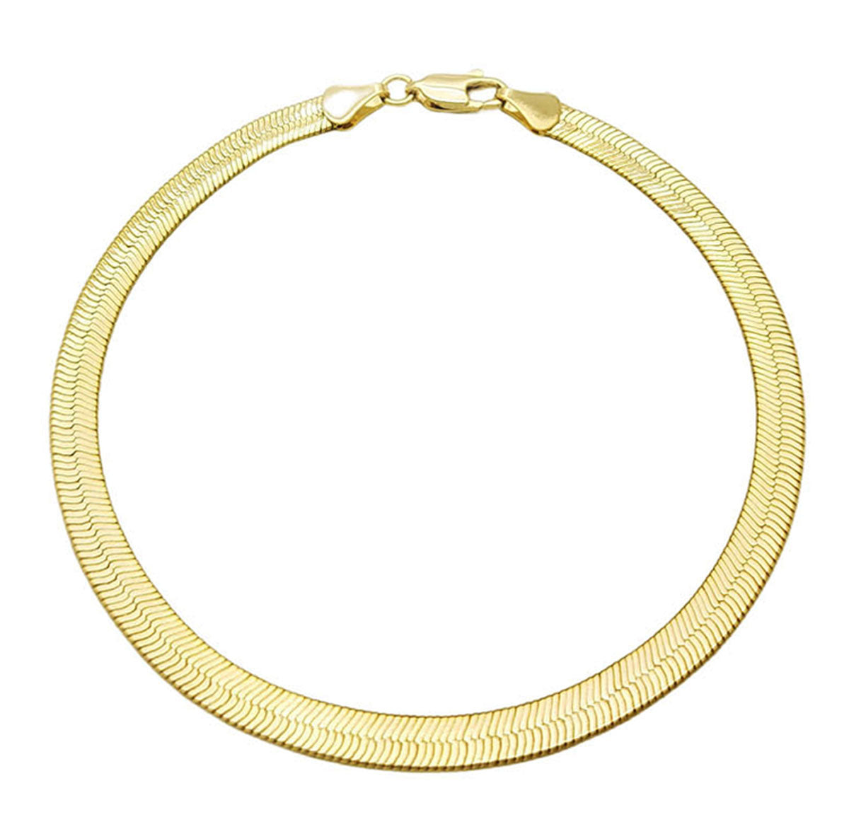 Gold Herringbone anklet on a white background