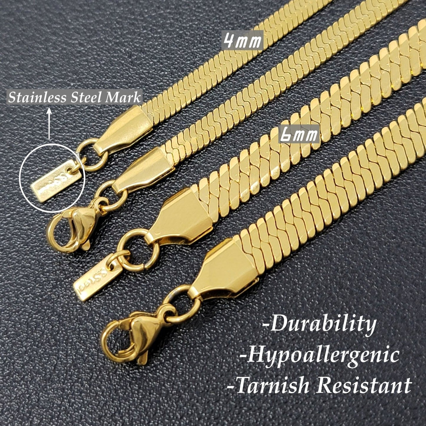 STAINLESS STEEL HERRINGBONE CHAIN DETAIL