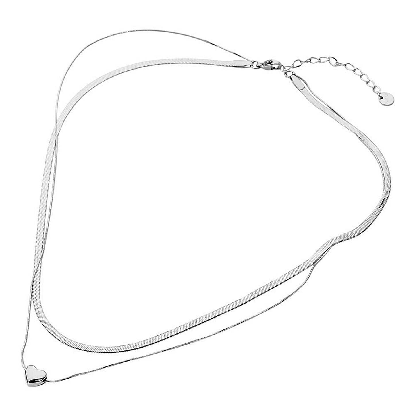 Silver necklace on a white background