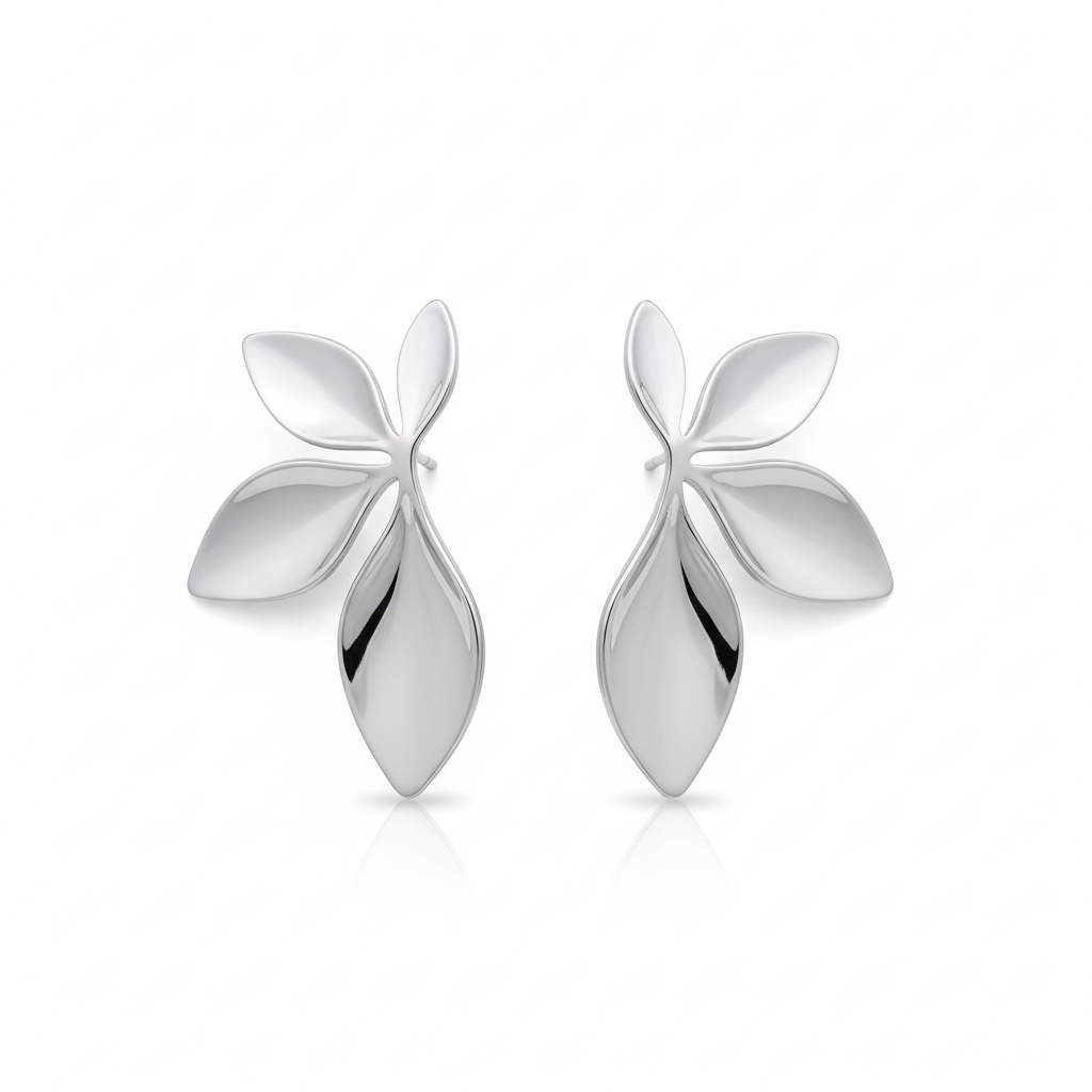 Leaf Stainless Steel Earrings | 18K Gold & Silver Tone Post-Back Earrings
