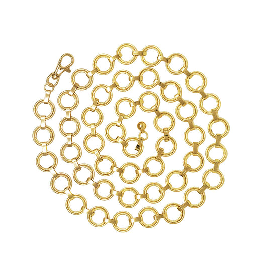 Gold chain necklace on a white background