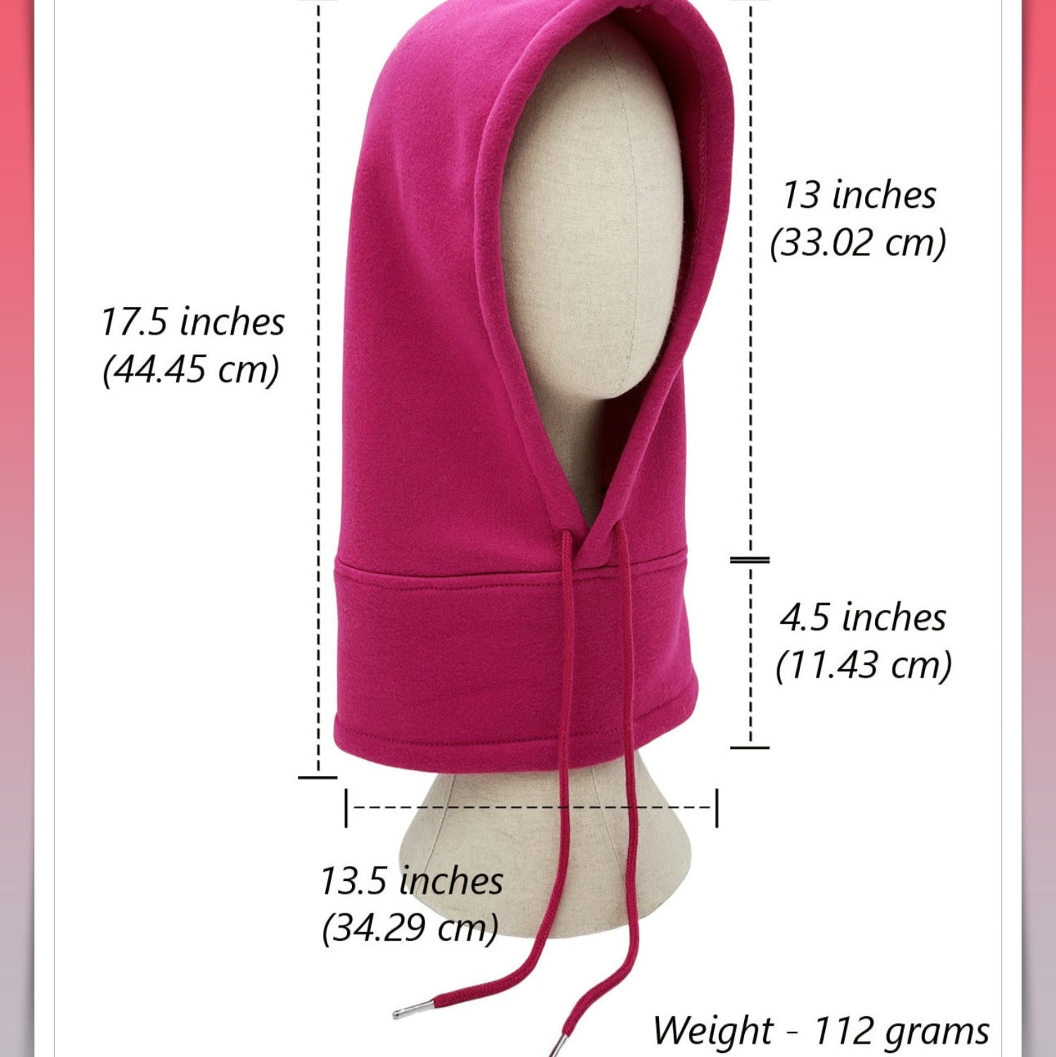 Snood hat size detail