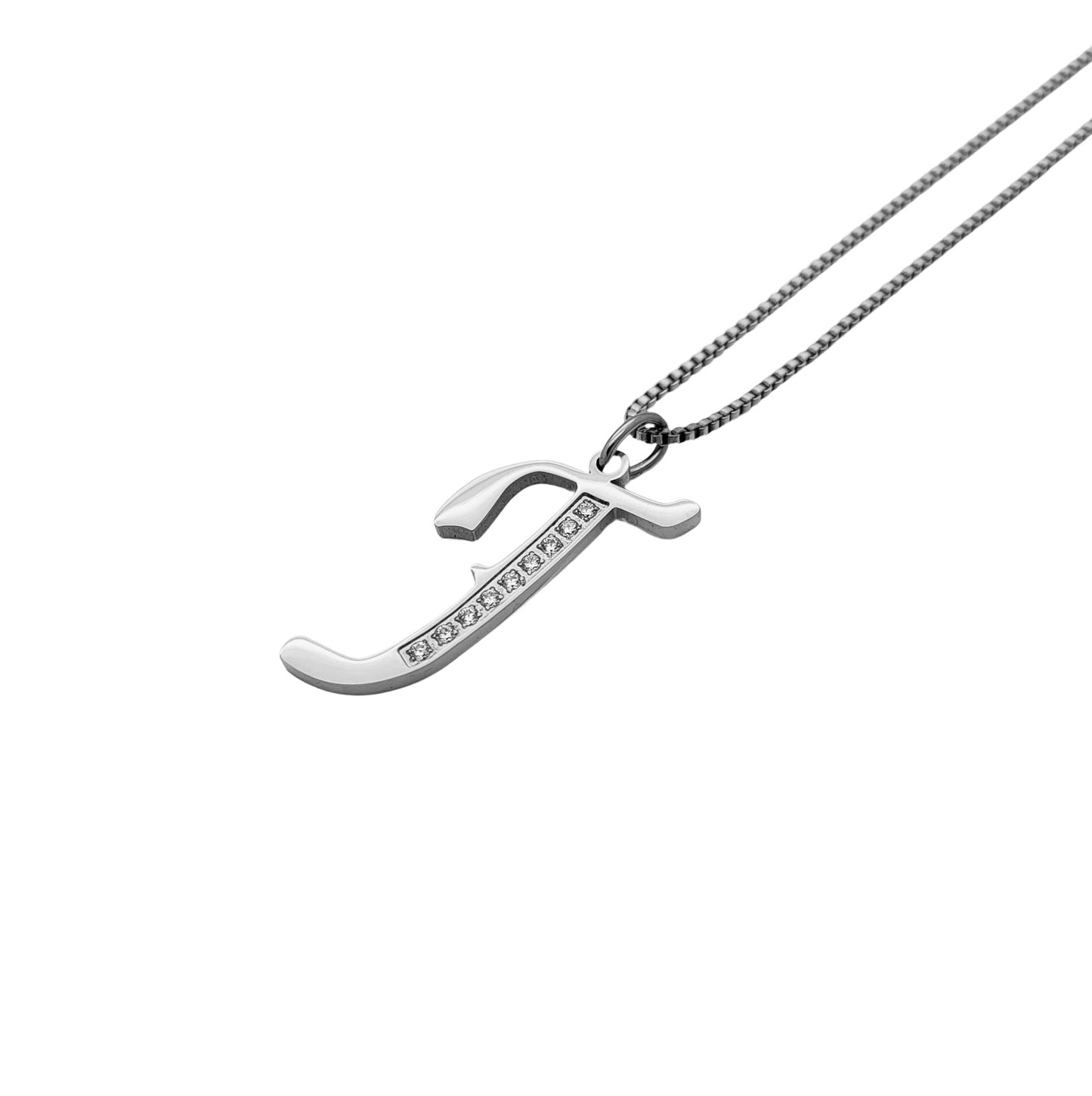 Stainless Steel Initial Necklace – Letter J with Cubic Zirconia