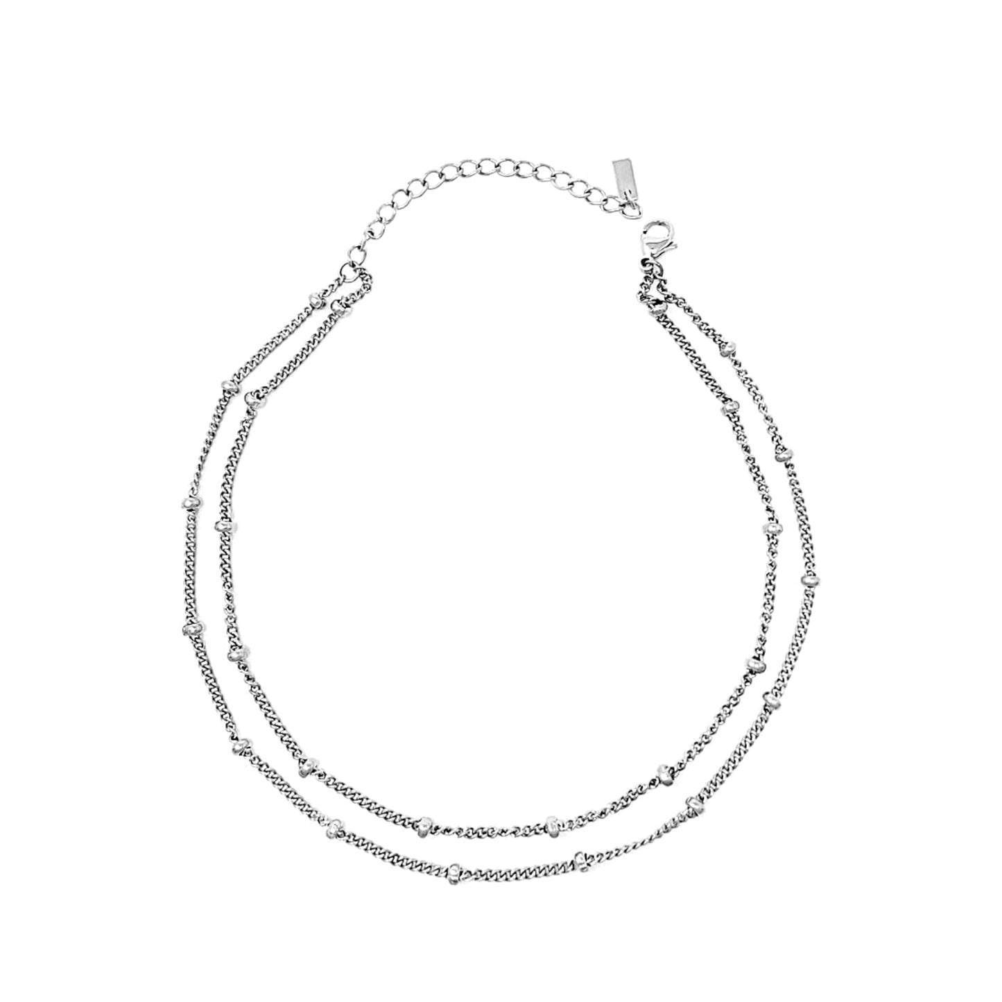 Silver Anklet Bead station chain on a white background