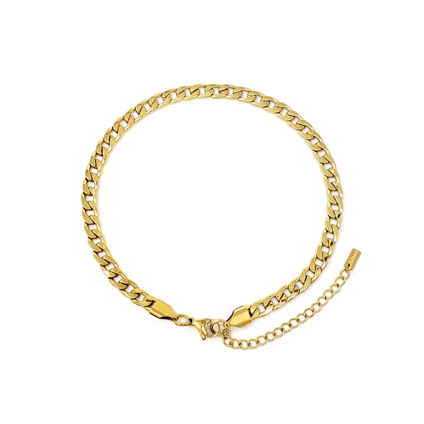 Gold chain Ankle bracelet on a white background