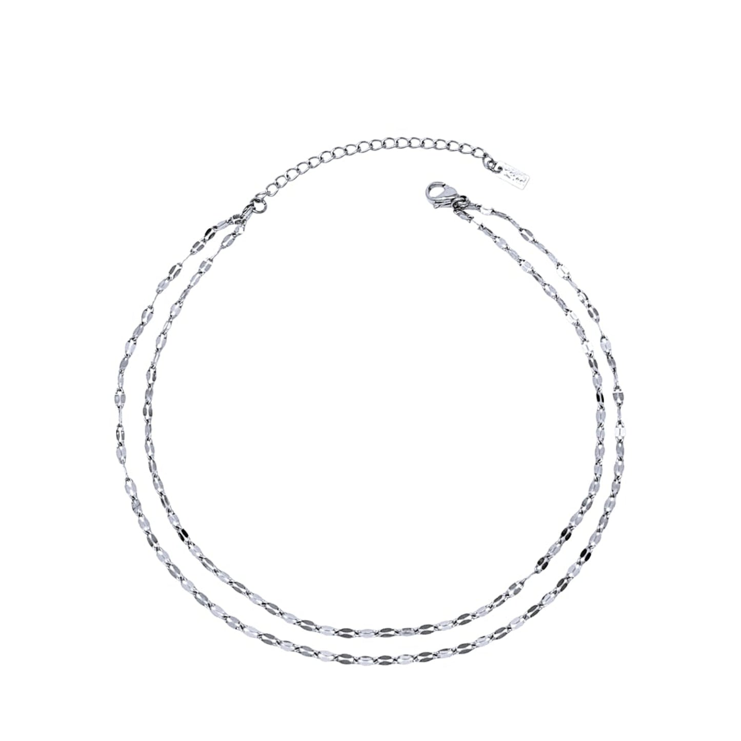 Silver Ankle Bracelet chain necklace on a white background