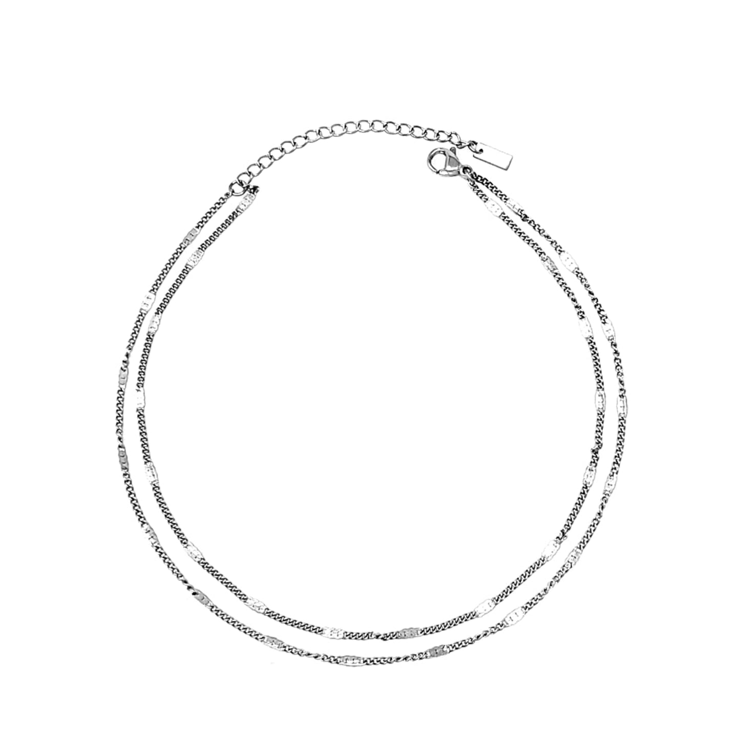 Silver necklace on a white background