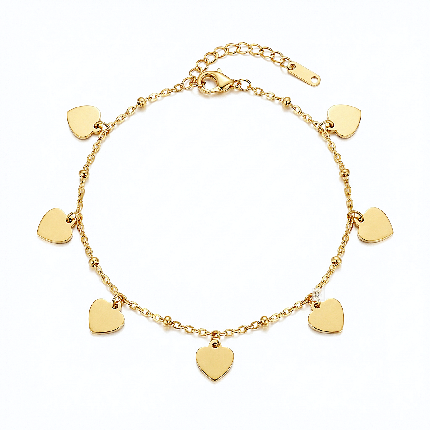 Stainless Steel Heart Charm Ankle Bracelet