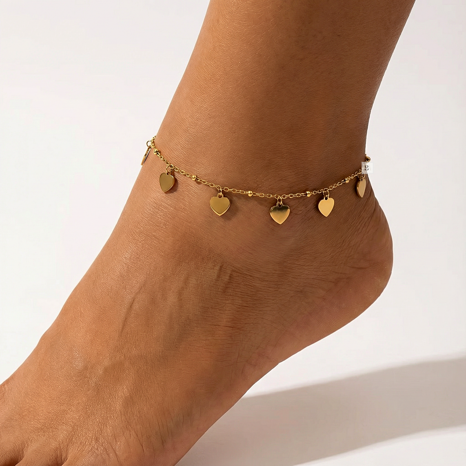 Stainless Steel Heart Charm Anklet Foot