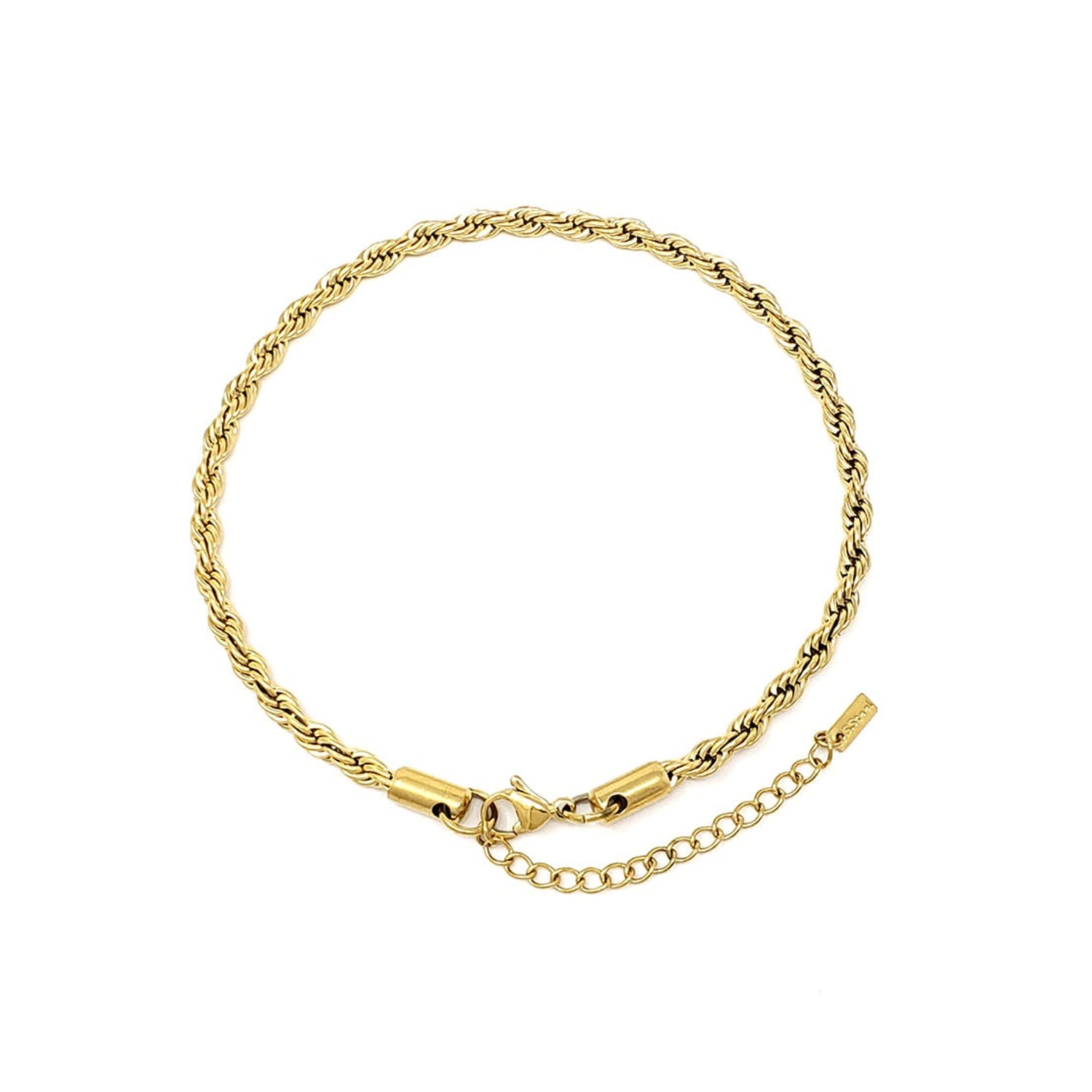 Gold Ankle bracelet on a white background
