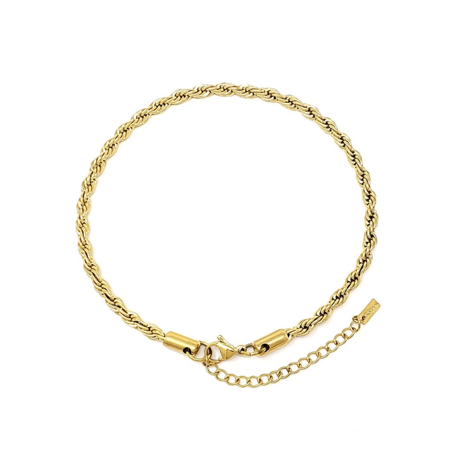 Gold bracelet on a white background