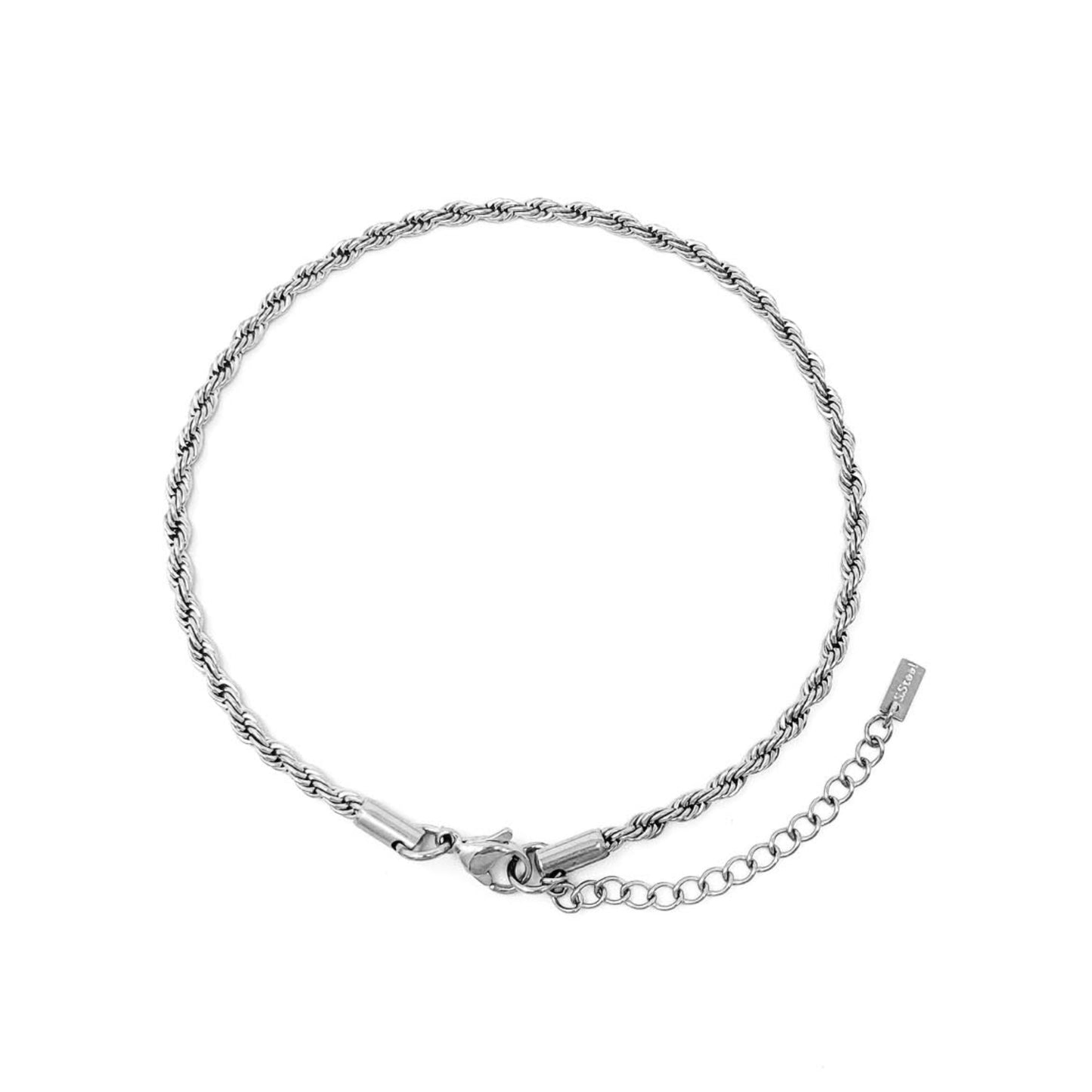 Silver chain bracelet on a white background
